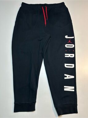 Nike Air Jordan Jumpman HBR Graphic Fleece Joggers Black Red Sweatpants Men